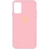 Husa TPU OEM Frosted Golden Love Heart pentru Samsung Galaxy A51 A515, Roz