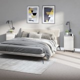 Noptiere, 2 buc., alb extralucios, 40x35x70 cm, lemn prelucrat