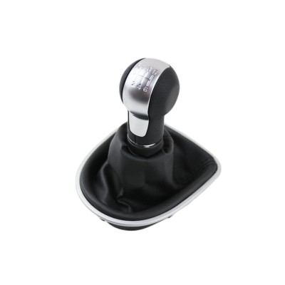 Nuca schimbator viteze cu manson, Emzone, Plastic/Piele ecologica, Compatibil cu Seat, 6 viteze, Negru/Argintiu foto