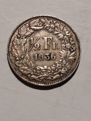 Elveția 1/2 Franc 1936 argint foto