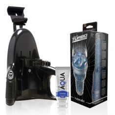 Fleshlight Turbo Thrust Blue Ice + Universal Launch + Lubrifiant Aqua de Calitate 50 Ml foto