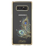 Husa Samsung Galaxy Note 8, GloMax, Cristale Swarovski Originale, Gold, Transparenta, Protectie Soc, Subtire