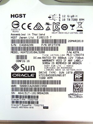 Hard disk server NOU Sun Oracle SAS 12Gb 10Tb 7200 RPM 256Mb cache 7332759 7332753 HUH721010AL5200 0F27370 12 luni garantie foto