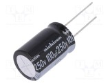 Condensator electrolitic THT NICHICON 100uF 250VDC &Oslash;16x25mm &plusmn;20%