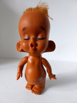 Papusa vintage Hawaiian Kissing Doll, Love me, bebe, 20 cm foto