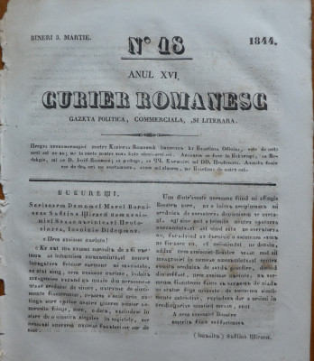 Curier romanesc , gazeta politica , comerciala si literara , nr. 18 din 1844 foto
