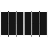VidaXL Paravan de cameră cu 6 panouri, negru, 300 x 180 cm