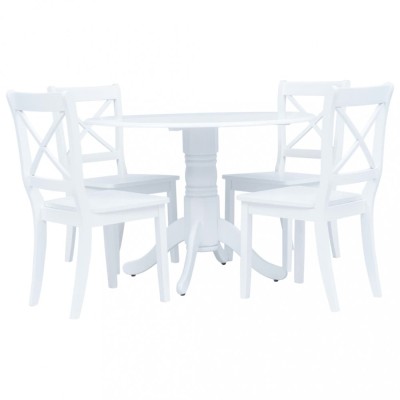 Gossi set mobilier bucatarie, 5 piese, alb, lemn masiv de hevea foto