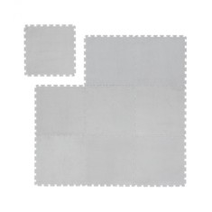 Covor tip puzzle pentru living/dormitor, 9 piese 30 x 30 cm, dimensiune 120 x 120 cm , poliester, gri deschis ,