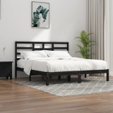 vidaXL Cadru de pat, negru, 200x200 cm, lemn masiv