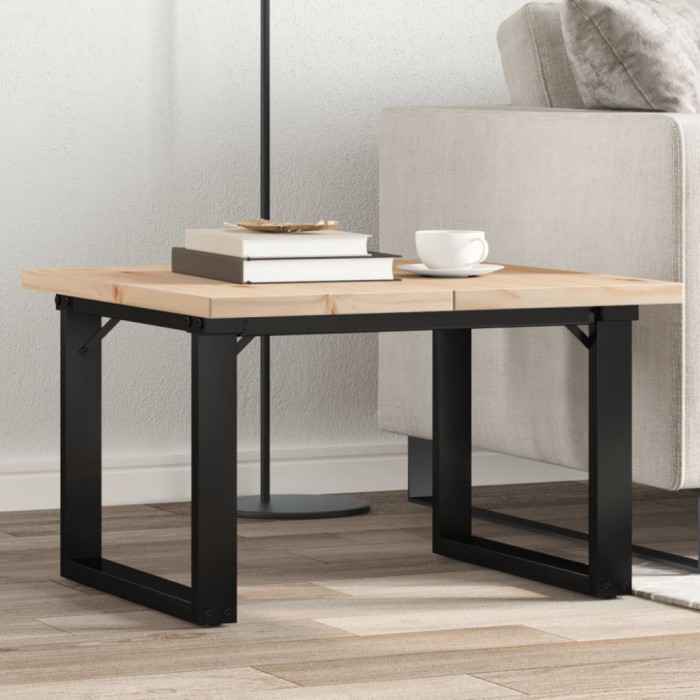 vidaXL Masă de cafea, cadru O, 70x70x40,5 cm, lemn masiv pin și Oţel