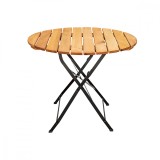 Masa rotunda BISTRO CLASIC din lemn masiv de salcam O92x73 cm pentru gradina sau terasa culoare natur