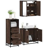 VidaXL Set mobilier de baie, 3 piese, stejar maro, lemn prelucrat
