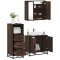 vidaXL Set mobilier de baie, 3 piese, stejar maro, lemn prelucrat 3301009