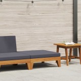 Taburet modular, cu pernă gri &icirc;nchis, lemn masiv de acacia