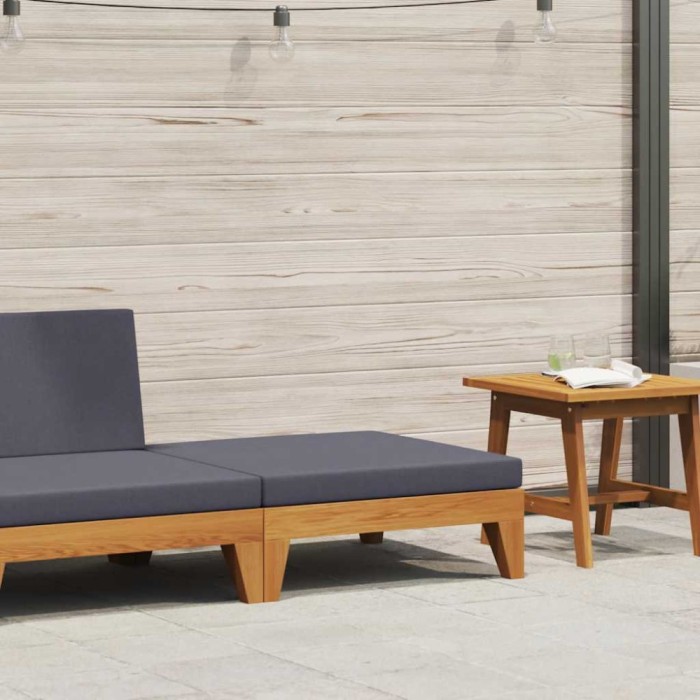 vidaXL Taburet modular, cu pernă gri &icirc;nchis, lemn masiv de acacia