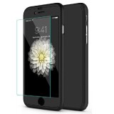 Husa iPhone 6 / 6S Full Cover 360 Negru + Folie Sticla Protectie, Carcasa Rezistenta la Socuri, Plastic