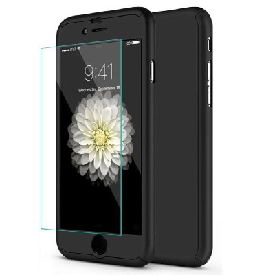 Husa Aisi pentru Iphone 6/6S Full Cover 360 + folie sticla, Negru foto