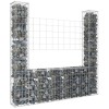 Coș gabion &icirc;n formă de U, cu 2 st&acirc;lpi, 140x20x150 cm, fier