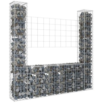 Coș gabion &amp;icirc;n formă de U, cu 2 st&amp;acirc;lpi, 140x20x150 cm, fier foto