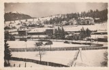 1938 CP ilustrata Predeal iarna, circulata la Oravita, Taxa de Plata, stampila T, Fotografie