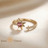 Inel Steaua Destinului , Inel placat cu aur 14K cu zirconia roz si albe