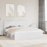 vidaXL Cadru de pat cu headboard Alb 200 x 200 cm Lemn de pin masiv 3409309