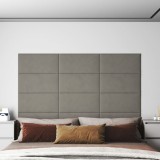 VidaXL Panouri de perete 12 buc. gri deschis 60x30 cm catifea 2,16 m&sup2;