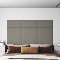 Gossi panouri de perete 12 buc. gri deschis 60x30 cm catifea 2,16 m2