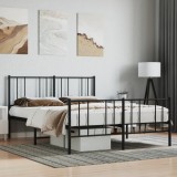 Cadru Pat Metalic vidaXL Negru 120x200 cm cu Tăblie