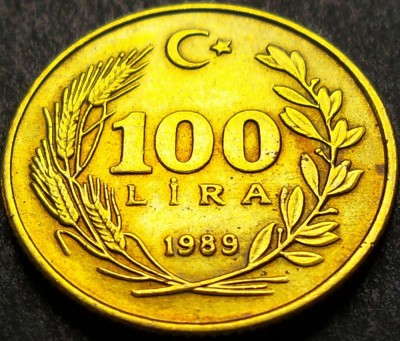 Moneda 100 LIRE - TURCIA, anul 1989 * cod 2613 foto