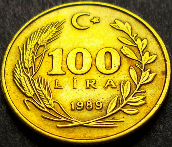 Moneda 100 LIRE - TURCIA, anul 1989 * cod 2613