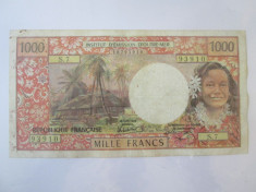 Papeete(Polinezia Franceza/Tahiti) 1000 Francs/Franci 1985 foto