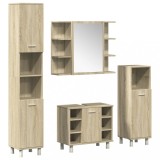 Cumpara ieftin Set mobilier de baie, 4 piese, stejar sonoma, lemn prelucrat