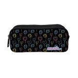 Penar ,Must, 2 compartimente, 21x6x9cm, design inimi, Negru