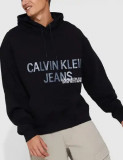 Hanorac cu logo si gluga, negru, Calvin Klein