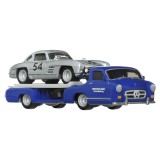 HOT WHEELS TRANSPORTATOR MERCEDES-BENZ 55 BLAUES WUNDER CU MASINUTA MERCEDES-BENZ 300 SL SCARA 1:64
