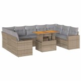 Cumpara ieftin Set canapele de gradina cu perne, 10 piese, bej, poliratan