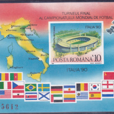 ROMANIA 1990 LP 1238 CAMPIONATUL MONDIAL FOTBAL ITALIA NEDANTELAT MNH