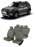 Cumpara ieftin Set huse scaune compatibile Dacia Duster 2010-2017 Piele + Textil (Compatibile cu sistem AIRBAG)