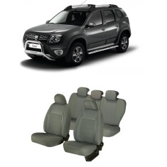Set huse scaune compatibile Dacia Duster 2010-2017 Piele + Textil (Compatibile cu sistem AIRBAG)