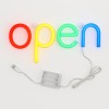 Reclama luminoasa LED Neon, &amp;quot;OPEN&amp;quot;, Temark, multicolor, 28.8x14.5 cm, alimentare USB/baterii AA