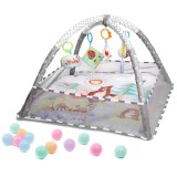 Tarc de joaca pentru bebelusi, 76x76x50 cm, gri &ndash; cu jucarii, mingi si arcade interactive Household NewTrend