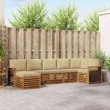 vidaXL Seturi de canapele 7 pcs Natural și Bej Lemn Solid de Acacia 3375183