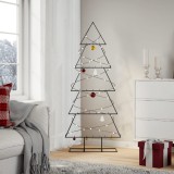 vidaXL Brad de Crăciun din metal pentru decor, negru, 150 cm 4018951