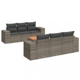 Cumpara ieftin Set canapele de gradina, 7 piese, cu perne, gri, poliratan