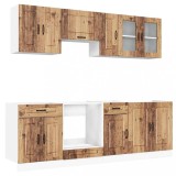 Set de dulapuri de bucatarie 8 piese &bdquo;Kalmar&rdquo; Lemn vechi lemn