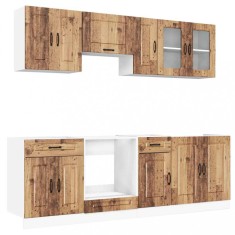 Set de dulapuri de bucatarie 8 piese &bdquo;Kalmar&rdquo; Lemn vechi lemn