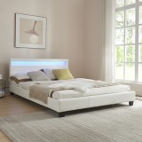 Pat dormitor Lana15 tapitat cu LED 140x200cm alb Corium HausGarden Leisure, [Corium]