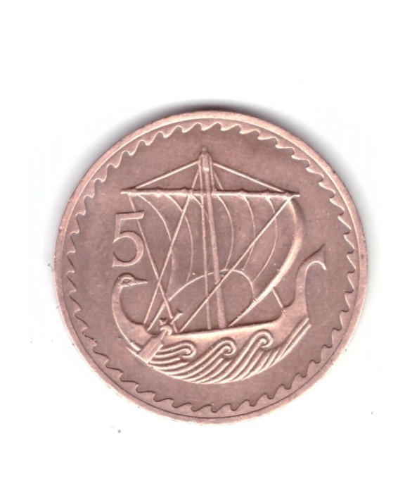 Moneda Cipru 5 mils 1978, stare foarte buna, curata